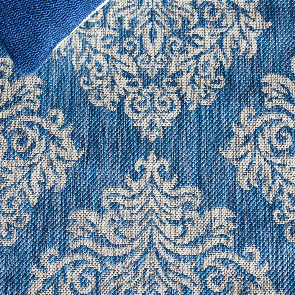 Safavieh Courtyard Elegant Turkish Damask Area Rug - Timeless Navy & Grey Design For Indoor/Outdoor Use Rust ,Grey 88% Polypropylene,12% Polyester Cy8668-36521-6