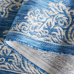 Safavieh Courtyard Elegant Turkish Damask Area Rug - Timeless Navy & Grey Design For Indoor/Outdoor Use Rust ,Grey 88% Polypropylene,12% Polyester Cy8668-36521-6