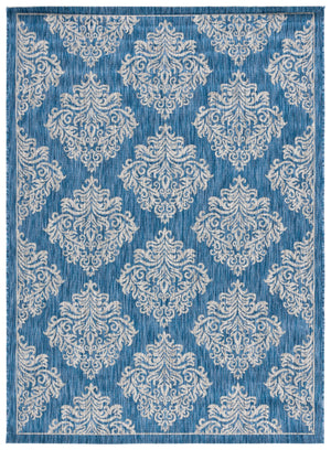 Safavieh Courtyard Elegant Turkish Damask Area Rug - Timeless Navy & Grey Design For Indoor/Outdoor Use Rust ,Grey 88% Polypropylene,12% Polyester Cy8668-36521-6