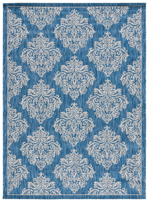 Safavieh Courtyard Elegant Turkish Damask Area Rug - Timeless Navy & Grey Design For Indoor/Outdoor Use Rust ,Grey 88% Polypropylene,12% Polyester Cy8668-36521-6