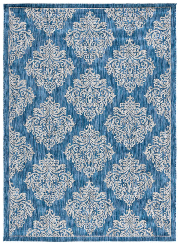 Safavieh Courtyard Exquisite Damask Area Rug - Timeless Elegance For Indoor And Outdoor Spaces, Oeko-tex Certified Blue ,Grey 88% Polypropylene,12% Polyester Cy8668-37221-6