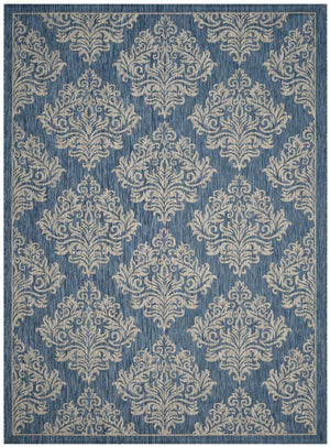 Safavieh Courtyard Elegant Turkish Damask Area Rug - Timeless Navy & Grey Design For Indoor/Outdoor Use Rust ,Grey 88% Polypropylene,12% Polyester Cy8668-36521-6
