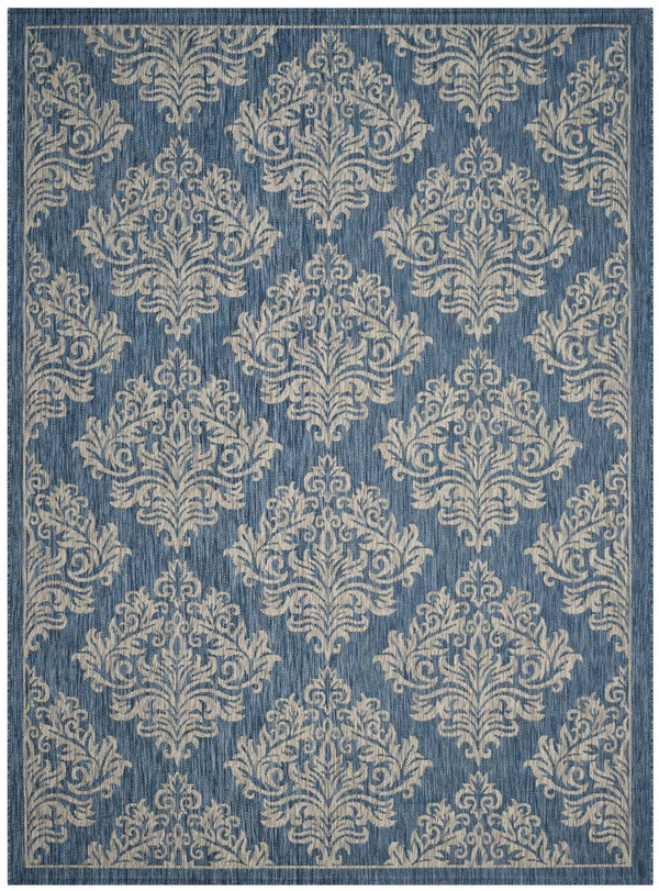 Safavieh Courtyard Elegant Turkish Damask Area Rug - Timeless Navy & Grey Design For Indoor/Outdoor Use Rust ,Grey 88% Polypropylene,12% Polyester Cy8668-36521-6