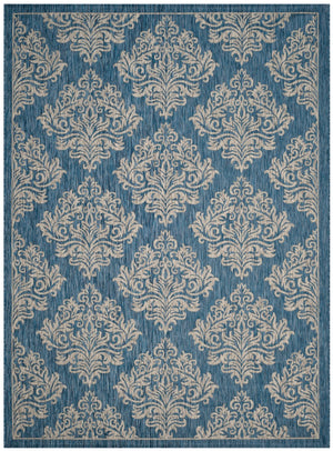 Safavieh Courtyard Exquisite Damask Area Rug - Timeless Elegance For Indoor And Outdoor Spaces, Oeko-tex Certified Blue ,Grey 88% Polypropylene,12% Polyester Cy8668-37221-6
