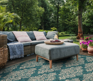 Safavieh Courtyard Elegant Turkish Damask Area Rug - Timeless Navy & Grey Design For Indoor/Outdoor Use Rust ,Grey 88% Polypropylene,12% Polyester Cy8668-36521-6
