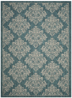 Safavieh Courtyard Elegant Turkish Damask Area Rug - Timeless Navy & Grey Design For Indoor/Outdoor Use Rust ,Grey 88% Polypropylene,12% Polyester Cy8668-36521-6