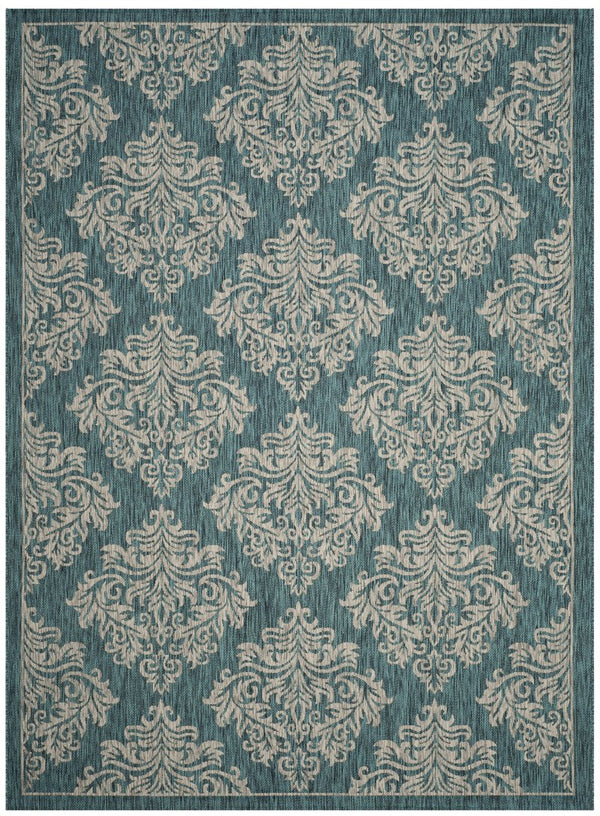 Safavieh Courtyard Elegant Turkish Damask Area Rug - Timeless Navy & Grey Design For Indoor/Outdoor Use Rust ,Grey 88% Polypropylene,12% Polyester Cy8668-36521-6