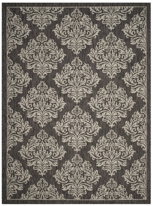 Safavieh Courtyard Elegant Turkish Damask Area Rug - Timeless Navy & Grey Design For Indoor/Outdoor Use Rust ,Grey 88% Polypropylene,12% Polyester Cy8668-36521-6
