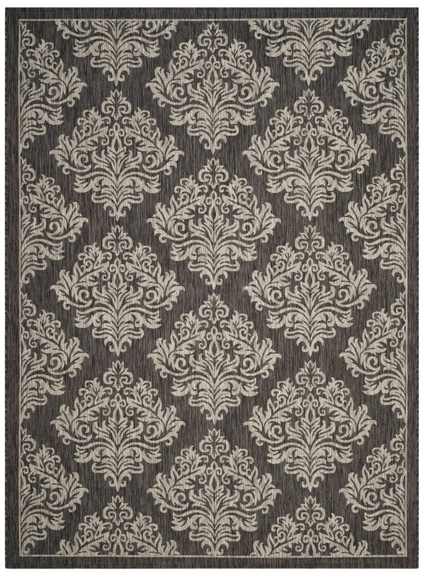 Safavieh Courtyard Elegant Turkish Damask Area Rug - Timeless Navy & Grey Design For Indoor/Outdoor Use Rust ,Grey 88% Polypropylene,12% Polyester Cy8668-36521-6
