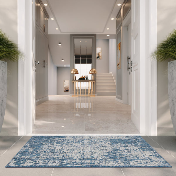 Safavieh Courtyard Power Loomed Area Rug - Elegant Navy And Grey Design For Indoor & Outdoor Spaces Navy ,Grey 88% Polypropylene,12% Polyester Cy8671-368-212