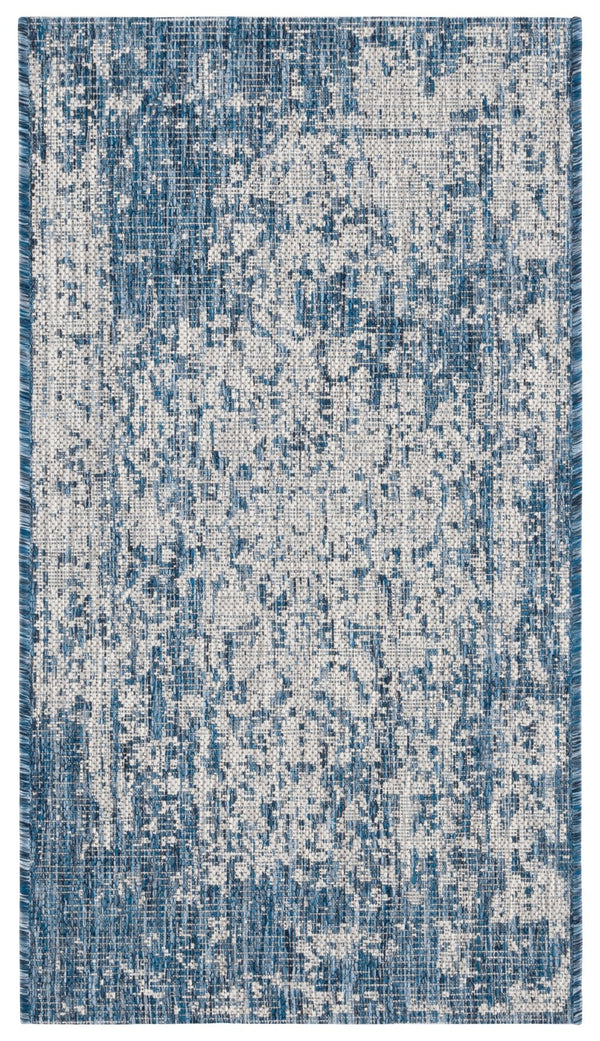 Safavieh Courtyard Power Loomed Area Rug - Elegant Navy And Grey Design For Indoor & Outdoor Spaces Navy ,Grey 88% Polypropylene,12% Polyester Cy8671-368-212