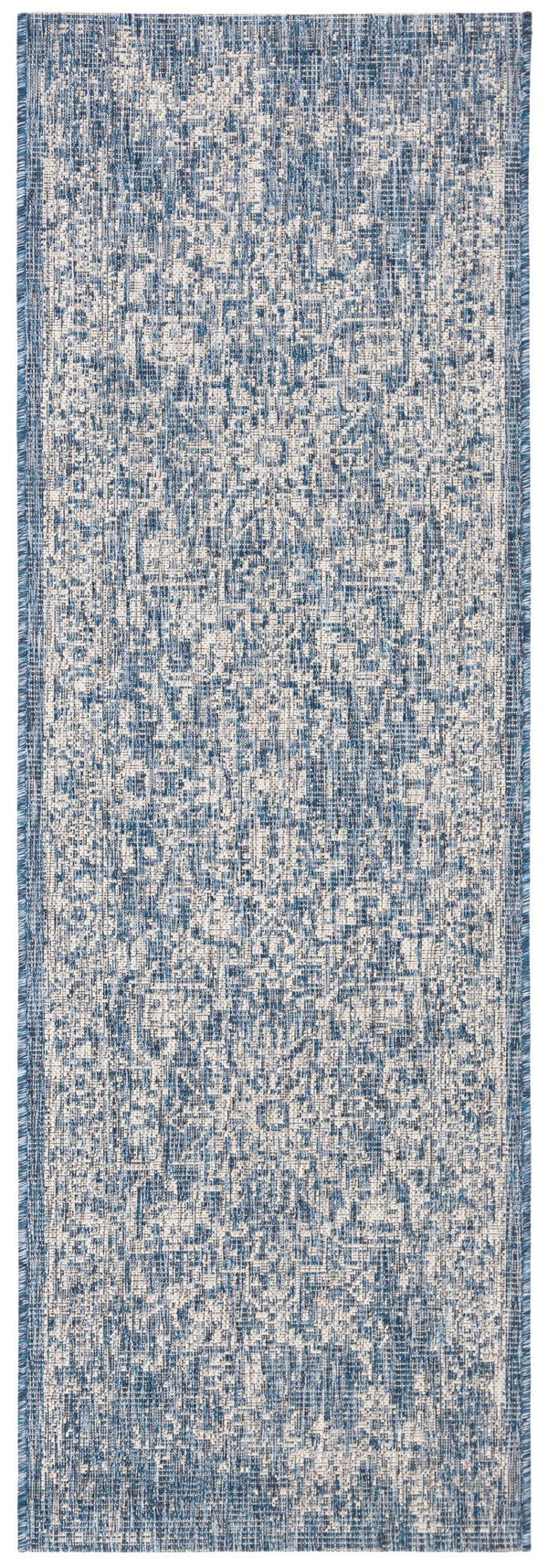 Safavieh Courtyard Power Loomed Area Rug - Elegant Navy And Grey Design For Indoor & Outdoor Spaces Navy ,Grey 88% Polypropylene,12% Polyester Cy8671-368-212