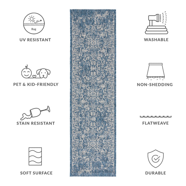 Safavieh Courtyard Power Loomed Area Rug - Elegant Navy And Grey Design For Indoor & Outdoor Spaces Navy ,Grey 88% Polypropylene,12% Polyester Cy8671-368-212