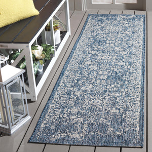 Safavieh Courtyard Power Loomed Area Rug - Elegant Navy And Grey Design For Indoor & Outdoor Spaces Navy ,Grey 88% Polypropylene,12% Polyester Cy8671-368-212