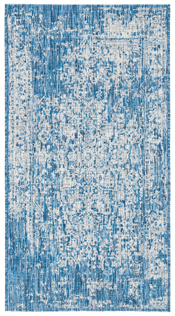 Safavieh Courtyard Power Loomed Area Rug - Elegant Navy And Grey Design For Indoor & Outdoor Spaces Navy ,Grey 88% Polypropylene,12% Polyester Cy8671-368-212