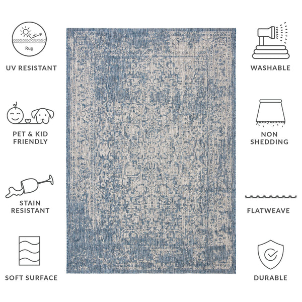 Safavieh Courtyard Power Loomed Area Rug - Elegant Navy And Grey Design For Indoor & Outdoor Spaces Navy ,Grey 88% Polypropylene,12% Polyester Cy8671-368-212