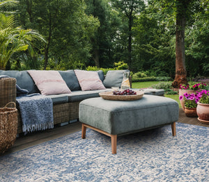 Safavieh Courtyard Power Loomed Area Rug - Elegant Navy And Grey Design For Indoor & Outdoor Spaces Navy ,Grey 88% Polypropylene,12% Polyester Cy8671-368-212