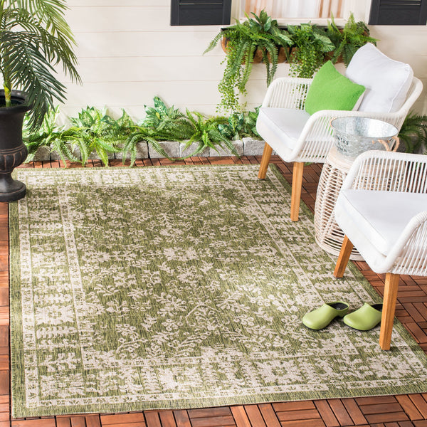 Safavieh Courtyard Indoor/Outdoor Area Rug - Elegant Eco-friendly Design For Versatile Home Décor Spaces Green ,Beige 88% Polypropylene,12% Polyester Cy8678-379-4
