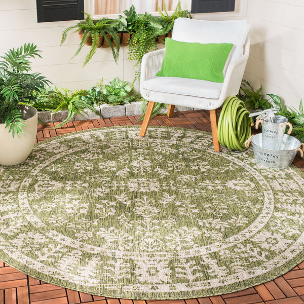 Safavieh Courtyard Indoor/Outdoor Area Rug - Elegant Eco-friendly Design For Versatile Home Décor Spaces Green ,Beige 88% Polypropylene,12% Polyester Cy8678-379-4