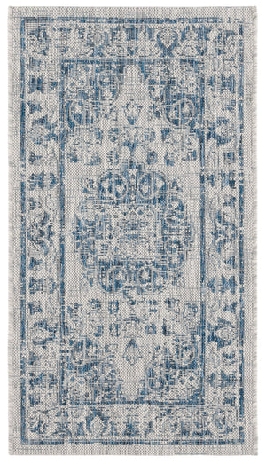 Safavieh Courtyard Exquisite Small Rectangle Area Rug In Grey And Navy, Timeless Elegance For Any Space Grey ,Navy 88% Polypropylene,12% Polyester Cy8679-36812-5