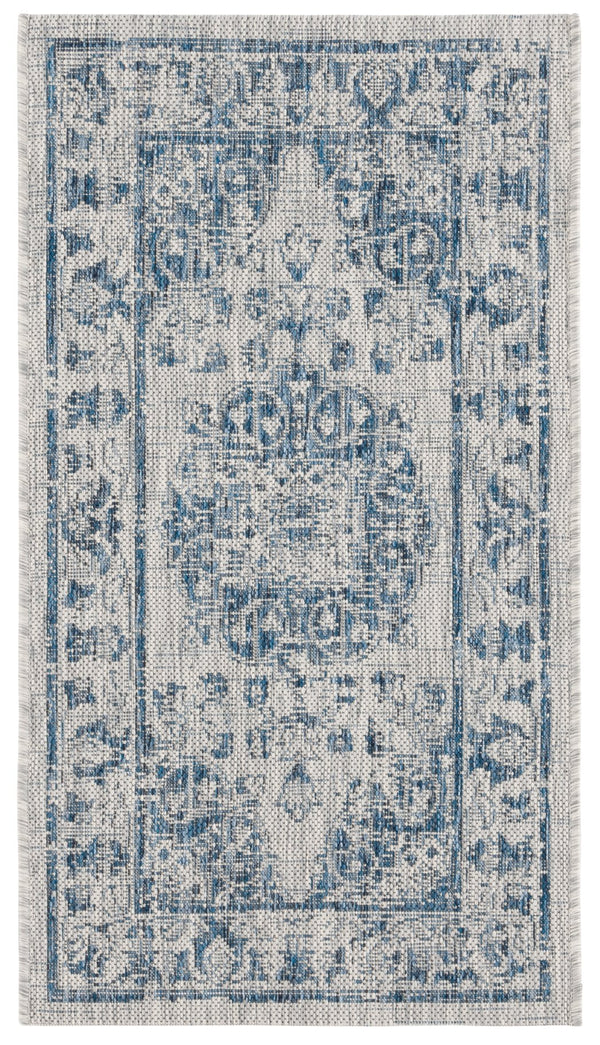 Safavieh Courtyard Exquisite Small Rectangle Area Rug In Grey And Navy, Timeless Elegance For Any Space Grey ,Navy 88% Polypropylene,12% Polyester Cy8679-36812-5