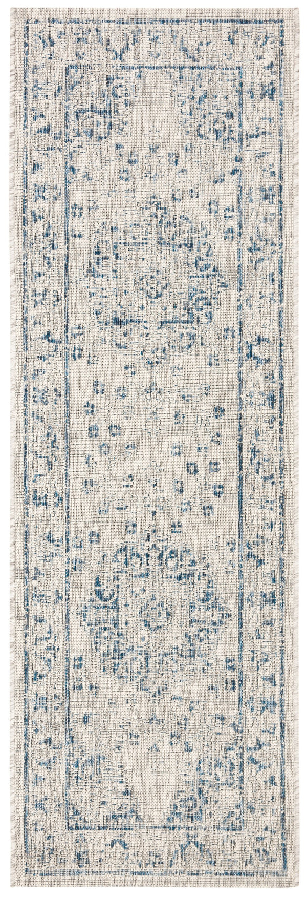 Safavieh Courtyard Exquisite Small Rectangle Area Rug In Grey And Navy, Timeless Elegance For Any Space Grey ,Navy 88% Polypropylene,12% Polyester Cy8679-36812-5