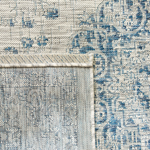 Safavieh Courtyard Exquisite Small Rectangle Area Rug In Grey And Navy, Timeless Elegance For Any Space Grey ,Navy 88% Polypropylene,12% Polyester Cy8679-36812-5