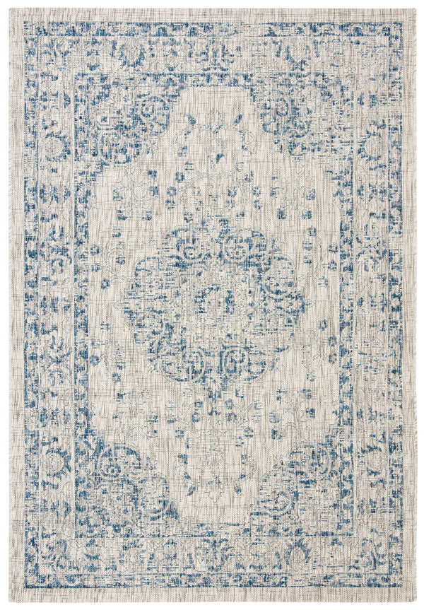 Safavieh Courtyard Exquisite Small Rectangle Area Rug In Grey And Navy, Timeless Elegance For Any Space Grey ,Navy 88% Polypropylene,12% Polyester Cy8679-36812-5