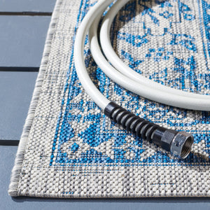 Safavieh Courtyard Exquisite Small Rectangle Area Rug In Grey And Navy, Timeless Elegance For Any Space Grey ,Navy 88% Polypropylene,12% Polyester Cy8679-36812-5