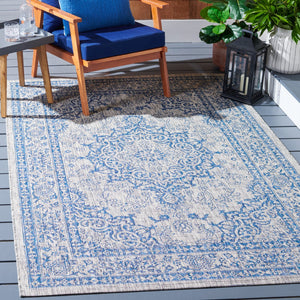 Safavieh Courtyard Exquisite Small Rectangle Area Rug In Grey And Navy, Timeless Elegance For Any Space Grey ,Navy 88% Polypropylene,12% Polyester Cy8679-36812-5