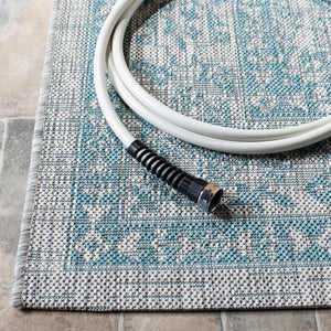 Safavieh Courtyard Exquisite Small Rectangle Area Rug In Grey And Navy, Timeless Elegance For Any Space Grey ,Navy 88% Polypropylene,12% Polyester Cy8679-36812-5