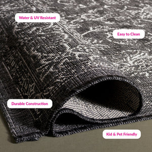 Safavieh Courtyard Exquisite Area Rug - Timeless Elegance In Aqua And Navy For Indoor Or Outdoor Spaces Black ,Ivory 88% Polypropylene,12% Polyester Cy8680-36621-27