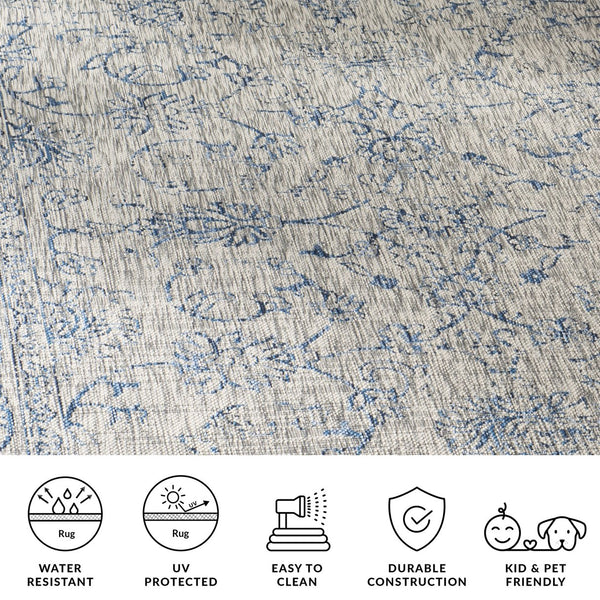 Safavieh Courtyard Exquisite Area Rug - Timeless Elegance In Aqua And Navy For Indoor Or Outdoor Spaces Black ,Ivory 88% Polypropylene,12% Polyester Cy8680-36621-27