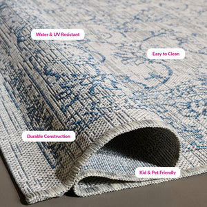 Safavieh Courtyard Exquisite Area Rug - Timeless Elegance In Aqua And Navy For Indoor Or Outdoor Spaces Black ,Ivory 88% Polypropylene,12% Polyester Cy8680-36621-27