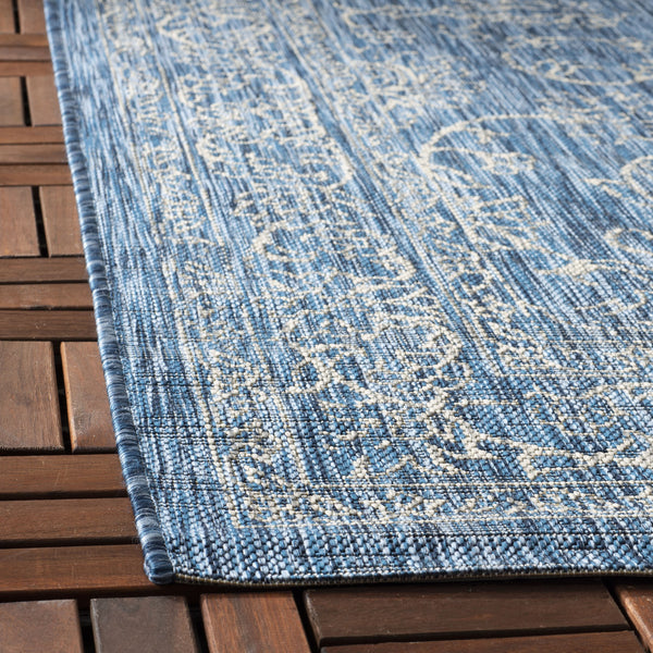 Safavieh Courtyard Exquisite Area Rug - Timeless Elegance In Aqua And Navy For Indoor Or Outdoor Spaces Black ,Ivory 88% Polypropylene,12% Polyester Cy8680-36621-27