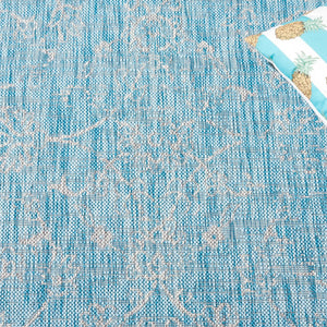 Safavieh Courtyard Exquisite Area Rug - Timeless Elegance In Aqua And Navy For Indoor Or Outdoor Spaces Black ,Ivory 88% Polypropylene,12% Polyester Cy8680-36621-27