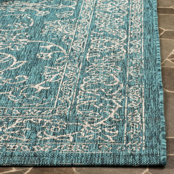 Safavieh Courtyard Exquisite Area Rug - Timeless Elegance In Aqua And Navy For Indoor Or Outdoor Spaces Green ,Ivory 88% Polypropylene,12% Polyester Cy8680-55721-9
