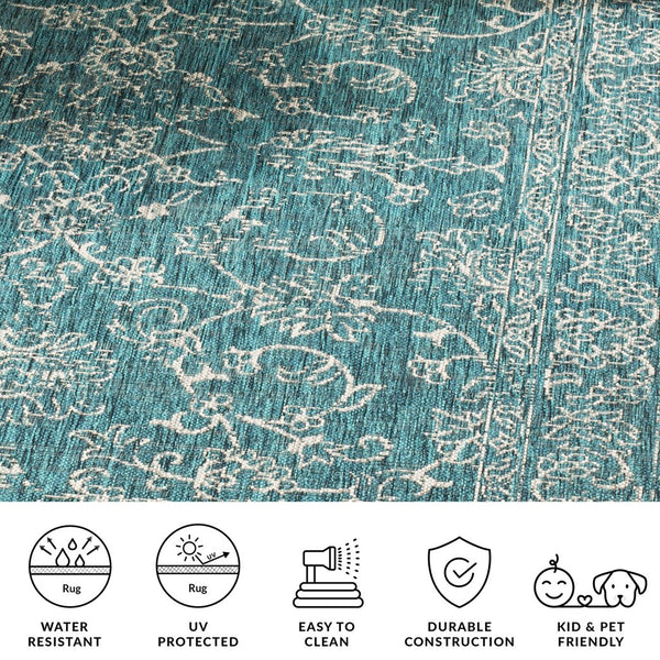 Safavieh Courtyard Exquisite Area Rug - Timeless Elegance In Aqua And Navy For Indoor Or Outdoor Spaces Green ,Ivory 88% Polypropylene,12% Polyester Cy8680-55721-9