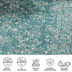 Safavieh Courtyard Exquisite Area Rug - Timeless Elegance In Aqua And Navy For Indoor Or Outdoor Spaces Black ,Ivory 88% Polypropylene,12% Polyester Cy8680-36621-27