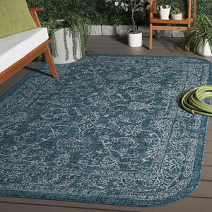 Safavieh Courtyard Coastal Charm Area Rug - Serene Seaside Style For Living Room Or Bedroom Decor Turquoise 88% Polypropylene,12% Polyester Cy8680-37221-5rr