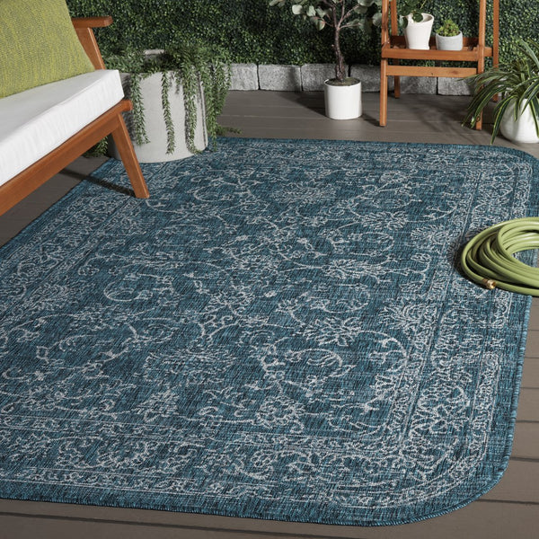 Safavieh Courtyard Coastal Charm Area Rug - Serene Seaside Style For Living Room Or Bedroom Decor Turquoise 88% Polypropylene,12% Polyester Cy8680-37221-5rr