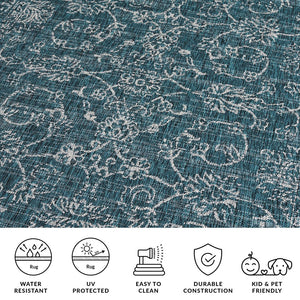 Safavieh Courtyard Coastal Charm Area Rug - Serene Seaside Style For Living Room Or Bedroom Decor Turquoise 88% Polypropylene,12% Polyester Cy8680-37221-5sc