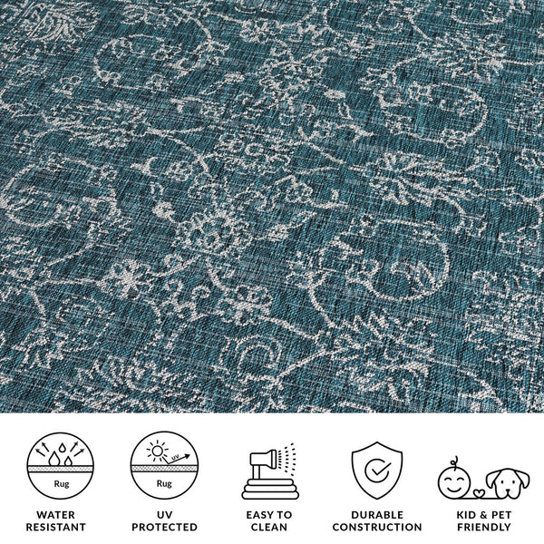 Safavieh Courtyard Coastal Charm Area Rug - Serene Seaside Style For Living Room Or Bedroom Decor Turquoise 88% Polypropylene,12% Polyester Cy8680-37221-5sc