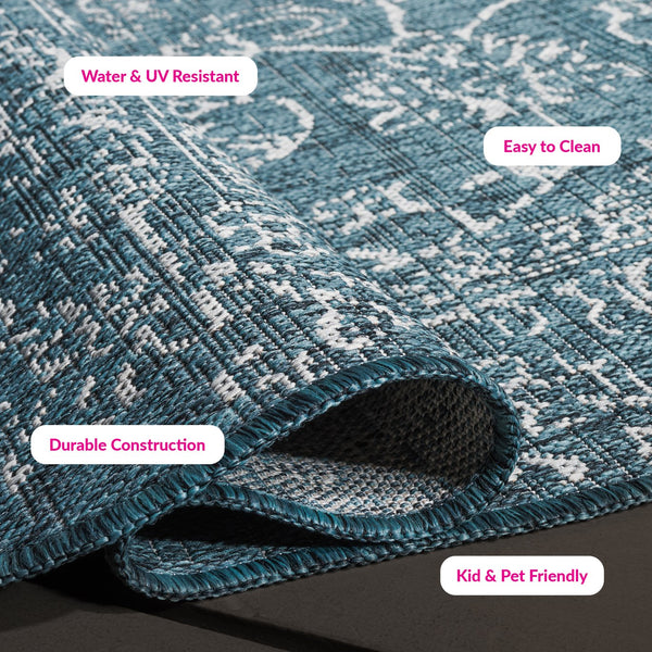 Safavieh Courtyard Coastal Charm Area Rug - Serene Seaside Style For Living Room Or Bedroom Decor Turquoise 88% Polypropylene,12% Polyester Cy8680-37221-5sc