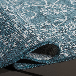 Safavieh Courtyard Coastal Charm Area Rug - Serene Seaside Style For Living Room Or Bedroom Decor Turquoise 88% Polypropylene,12% Polyester Cy8680-37221-5sc