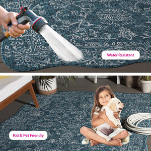 Safavieh Courtyard Coastal Charm Area Rug - Serene Seaside Style For Living Room Or Bedroom Decor Turquoise 88% Polypropylene,12% Polyester Cy8680-37221-5sc