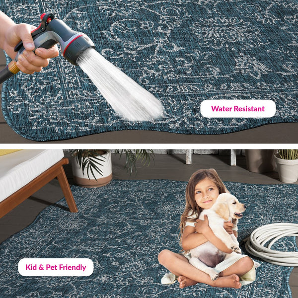 Safavieh Courtyard Coastal Charm Area Rug - Serene Seaside Style For Living Room Or Bedroom Decor Turquoise 88% Polypropylene,12% Polyester Cy8680-37221-5sc