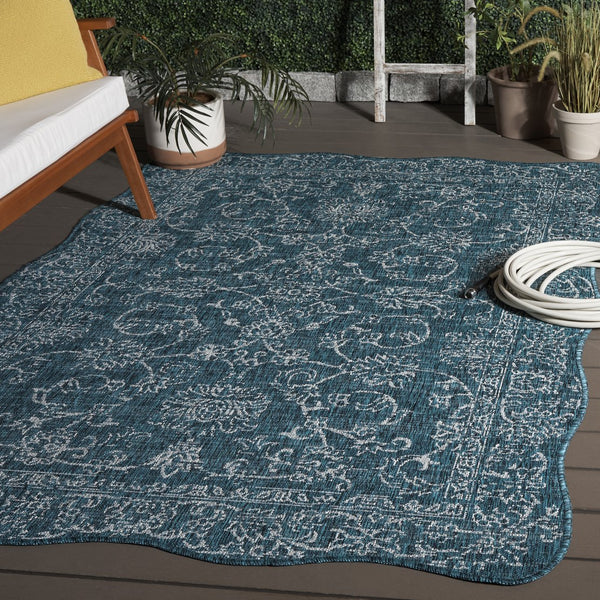 Safavieh Courtyard Coastal Charm Area Rug - Serene Seaside Style For Living Room Or Bedroom Decor Turquoise 88% Polypropylene,12% Polyester Cy8680-37221-5sc