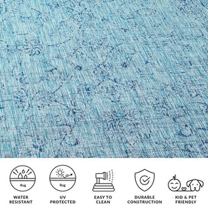 Safavieh Courtyard Exquisite Area Rug - Timeless Elegance In Aqua And Navy For Indoor Or Outdoor Spaces Green ,Ivory 88% Polypropylene,12% Polyester Cy8680-55721-9