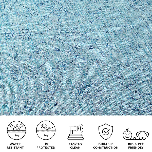 Safavieh Courtyard Exquisite Area Rug - Timeless Elegance In Aqua And Navy For Indoor Or Outdoor Spaces Green ,Ivory 88% Polypropylene,12% Polyester Cy8680-55721-9